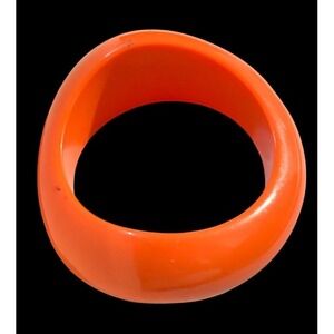 Vintage Lucite Bracelet Chunky Coral Color Bangle 1-1.5x8" Heavy